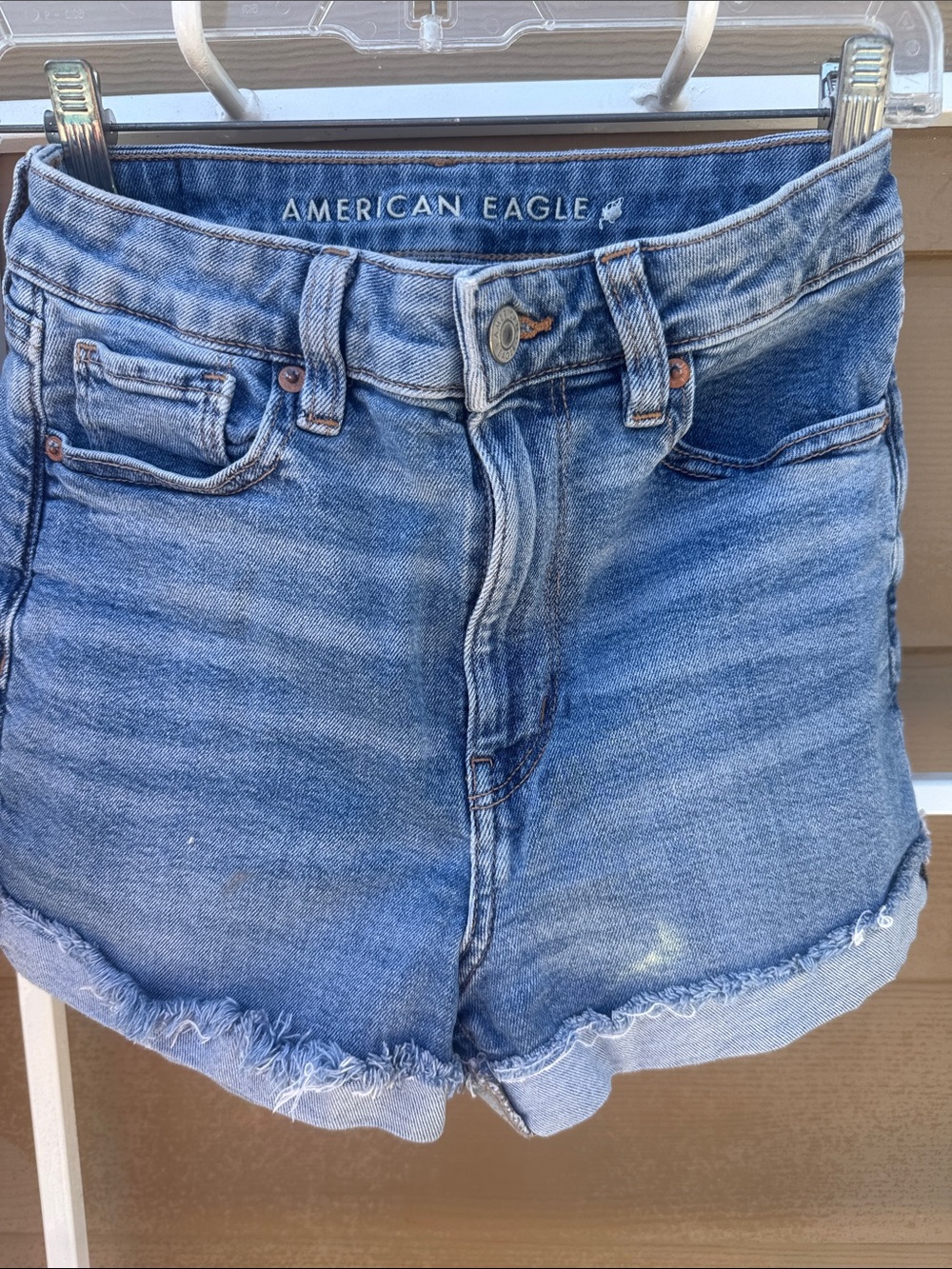 American Eagle Outfitters New "Mom Shorts" Stretch Jean High-Rise Cutoff Denim 2